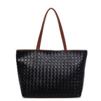 Woven PU Leather Large Capacity Shoulder Tote Bag for Women