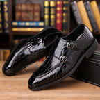 Mens Business Leather Shoes with Metal Buckle