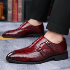 Mens Business Leather Shoes with Metal Buckle
