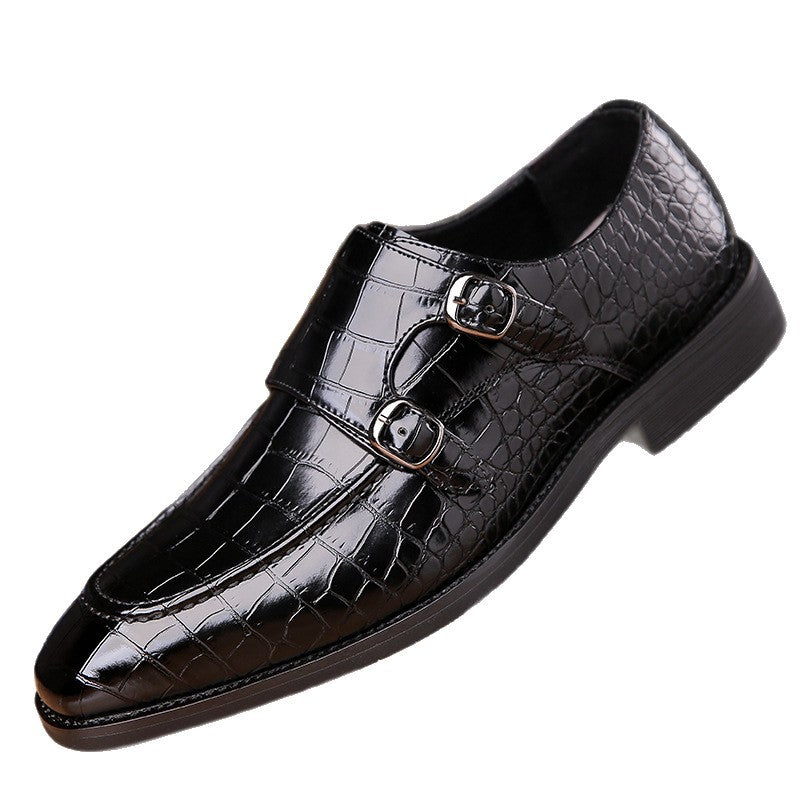 Mens Business Leather Shoes with Metal Buckle
