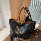 Woven PU Leather Large Capacity Shoulder Tote Bag for Women
