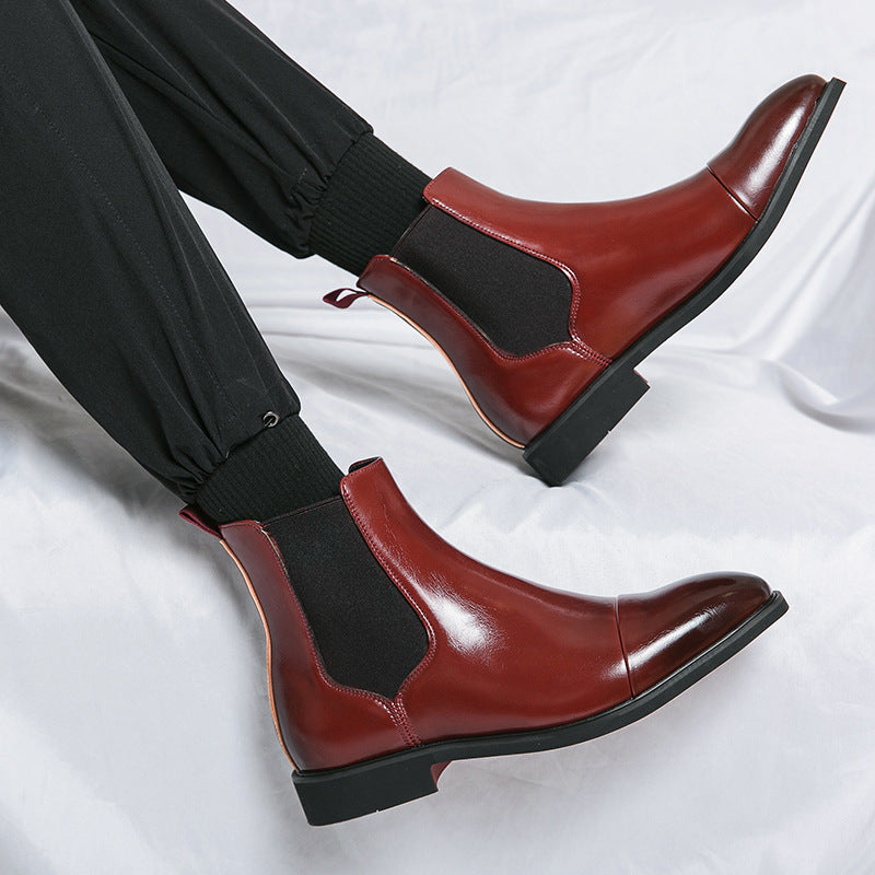 Men's boots - English style casual Chelsea boots - high-top leather shoes