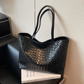 Woven PU Leather Large Capacity Shoulder Tote Bag for Women